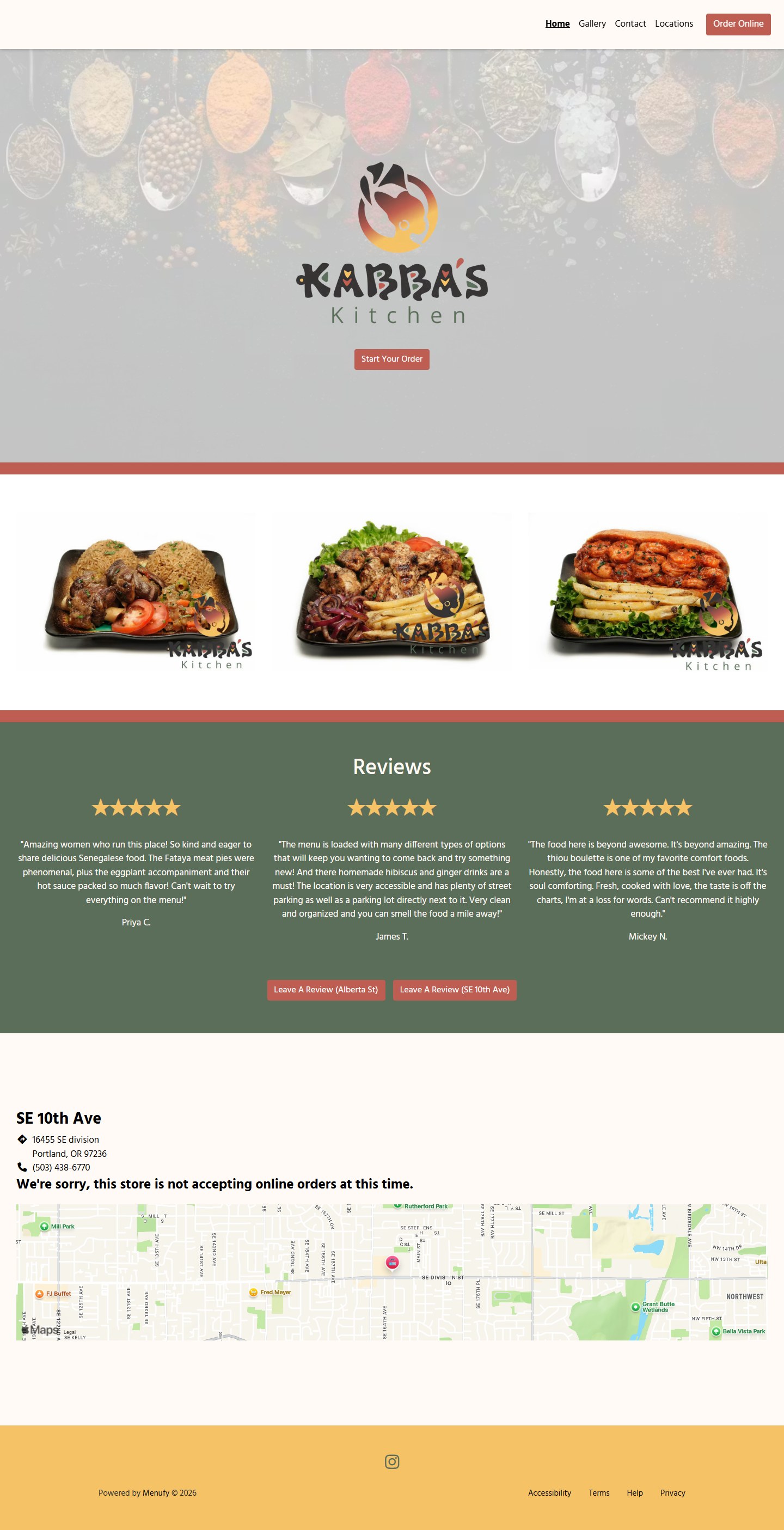 Kabba's Kitchen old website home page before Noctivion