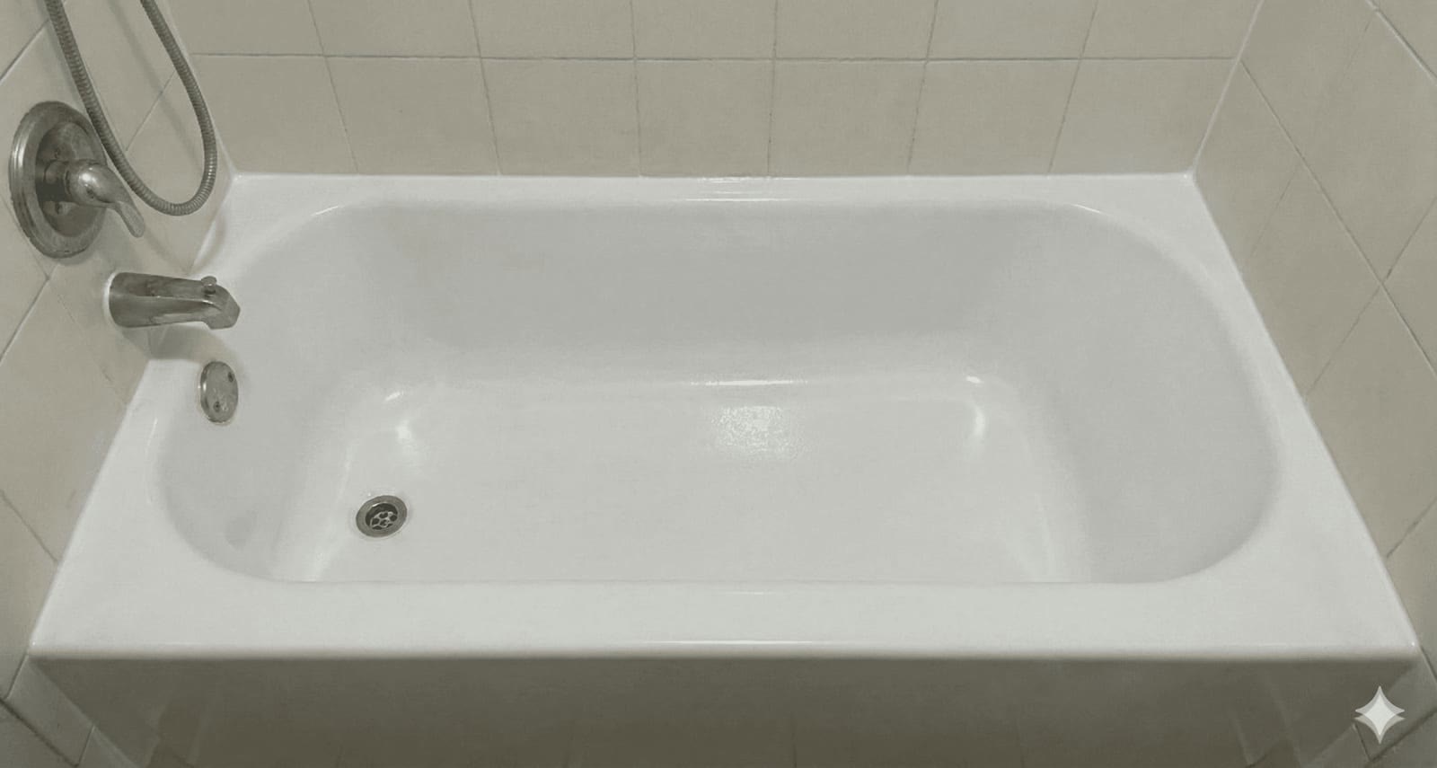The same tub after Rainier refinishing — a clean, glossy showroom finish